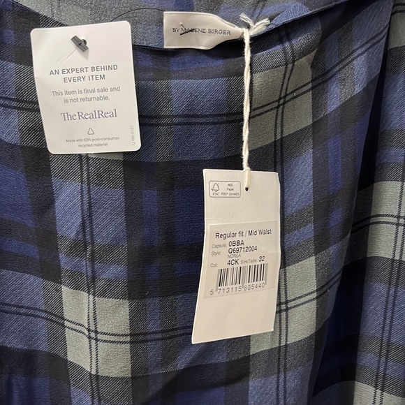 By Marlene Birger Silk Plaid Tiered Midi Skirt - Navy Multi - Picture 2 of 3